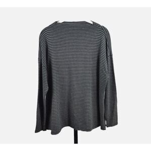 Eileen Fisher Long Sleeve Top Grey Black Striped Size Small